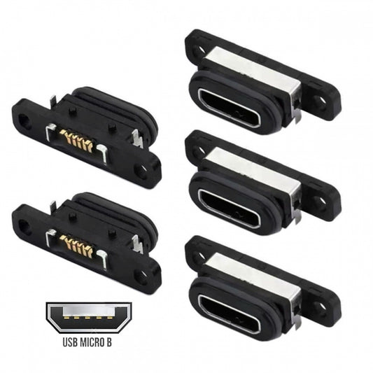 5pcs/set DIY OEM USB2.0 Micro-B Female Receptacle Socket Connector with Mounting Waterproof SMT Type 480Mbps
