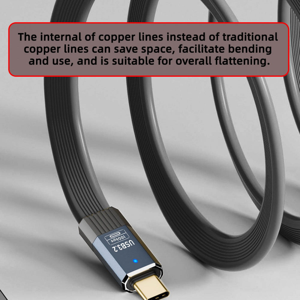 USB3.1 Type-A Male to Type-C Male 10Gbps Flat Slim FPC USB-C Data Power Cable 5V3A for Laptop Phone Disk