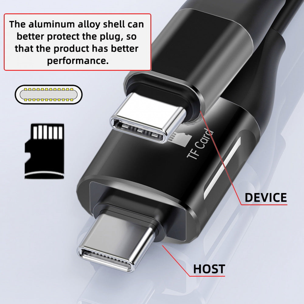 Type-C USB-C Male to Male USB 3.1 10Gbps & TF Micro-SD Card Reader Flat Slim FPC Data Cable for Laptop Phone