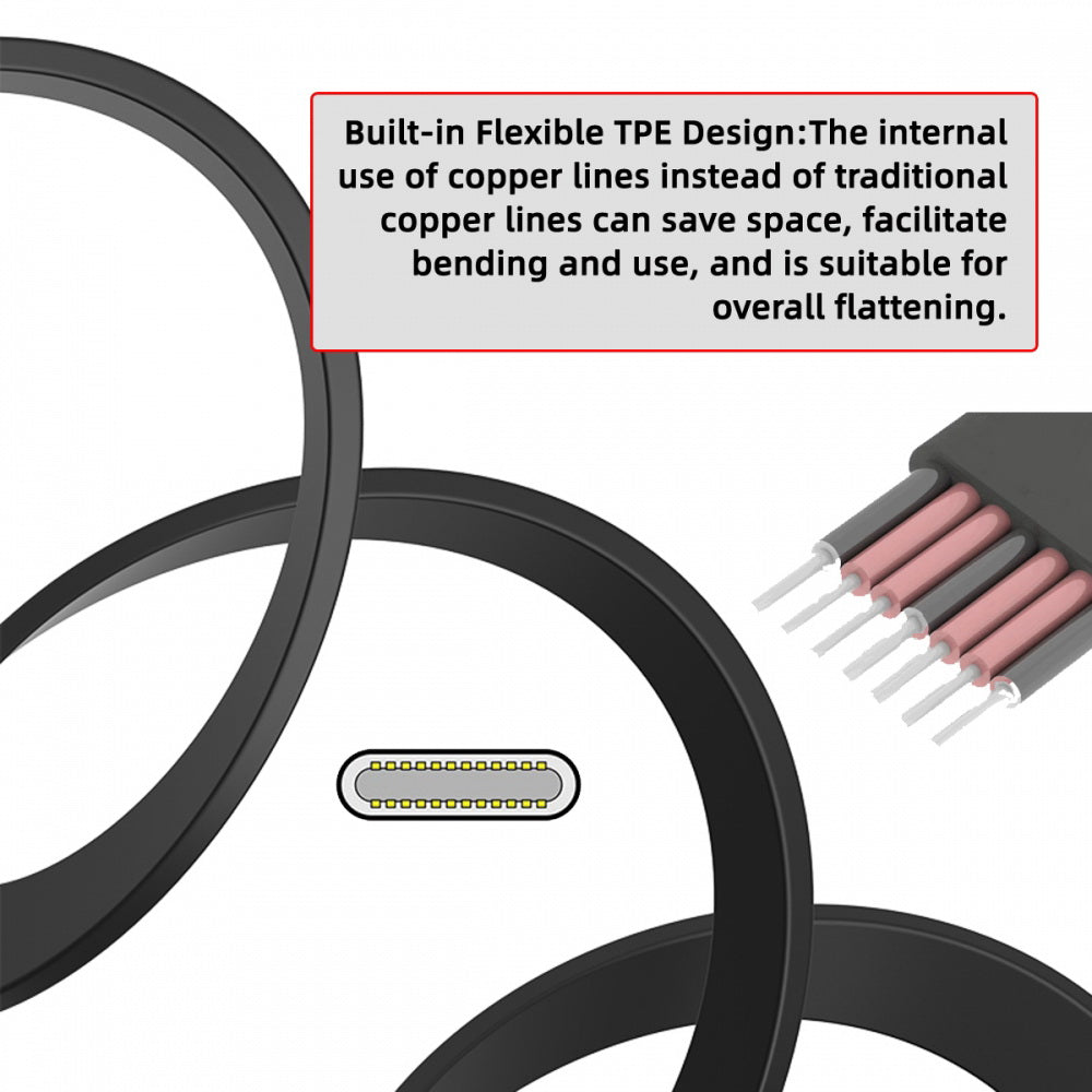 2cm Dual Angled Ultra Slim Flat USB-C Type C to USB-C Power USB2.0 Data Cable 65W Fast Charge for Laptop Tablet Phone