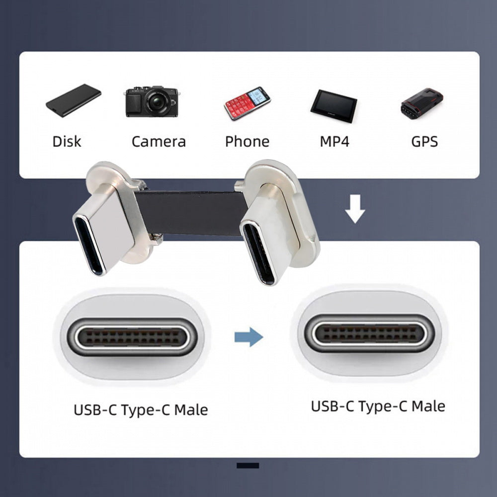 2cm Dual Angled Ultra Slim Flat USB-C Type C to USB-C Power USB2.0 Data Cable 65W Fast Charge for Laptop Tablet Phone