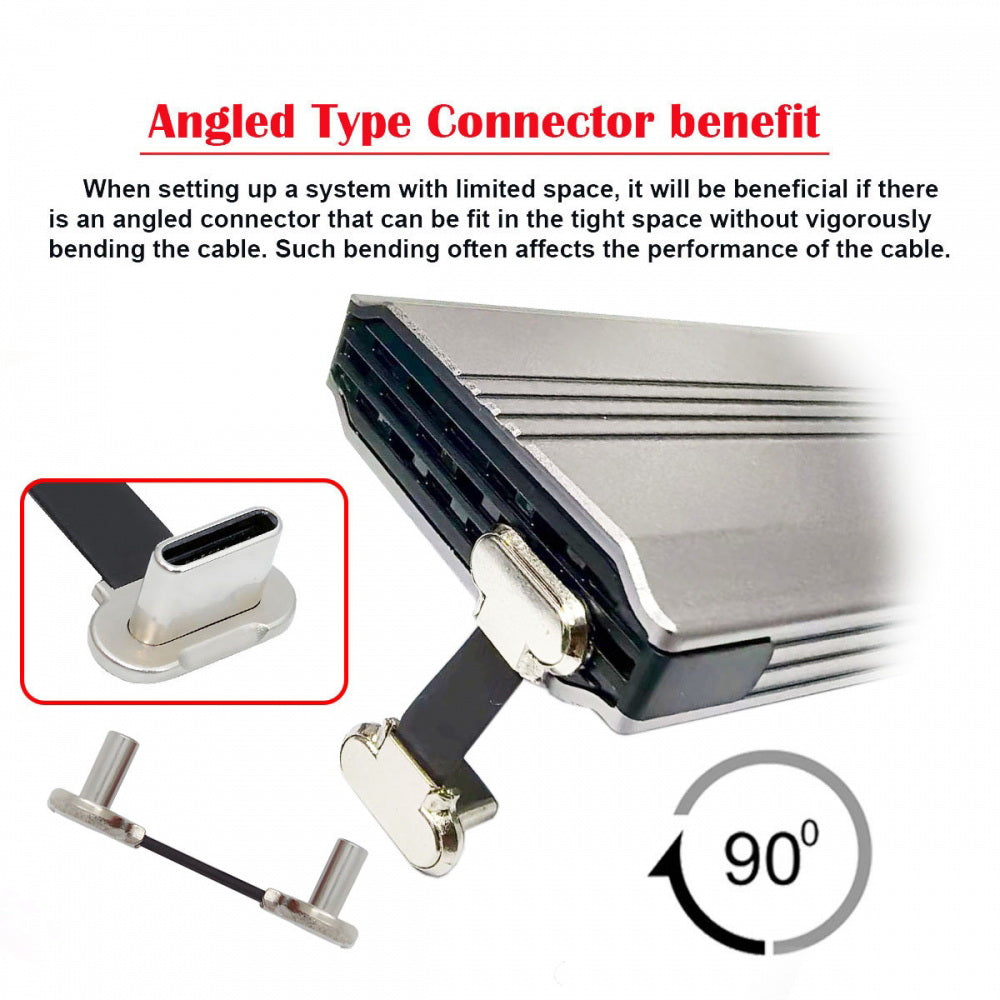 2cm Dual Angled Ultra Slim Flat USB-C Type C to USB-C Power USB2.0 Data Cable 65W Fast Charge for Laptop Tablet Phone