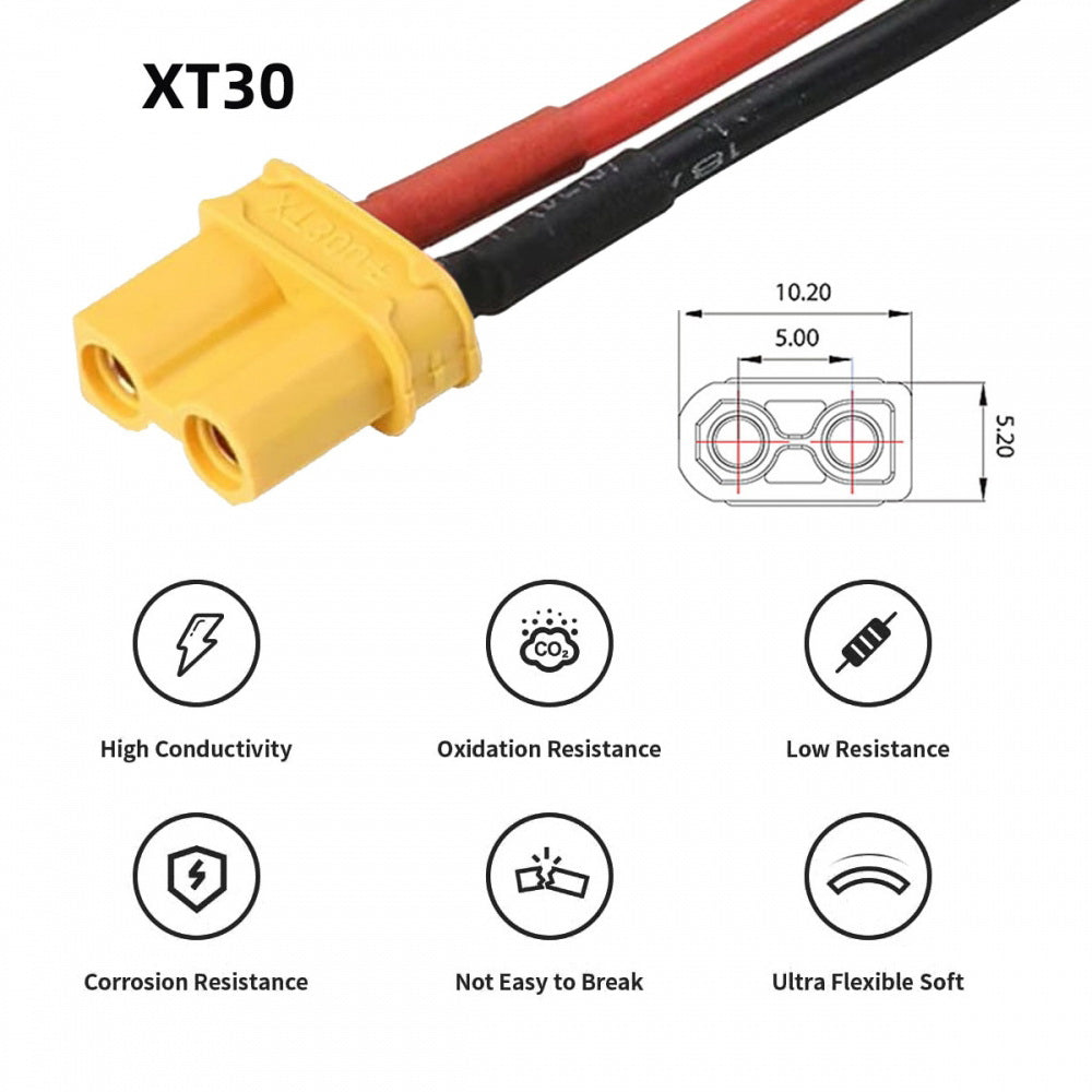 XT30 Female to Female 18AWG Extension Cable Connector for RC Battery Portable Power Station Solar Panel