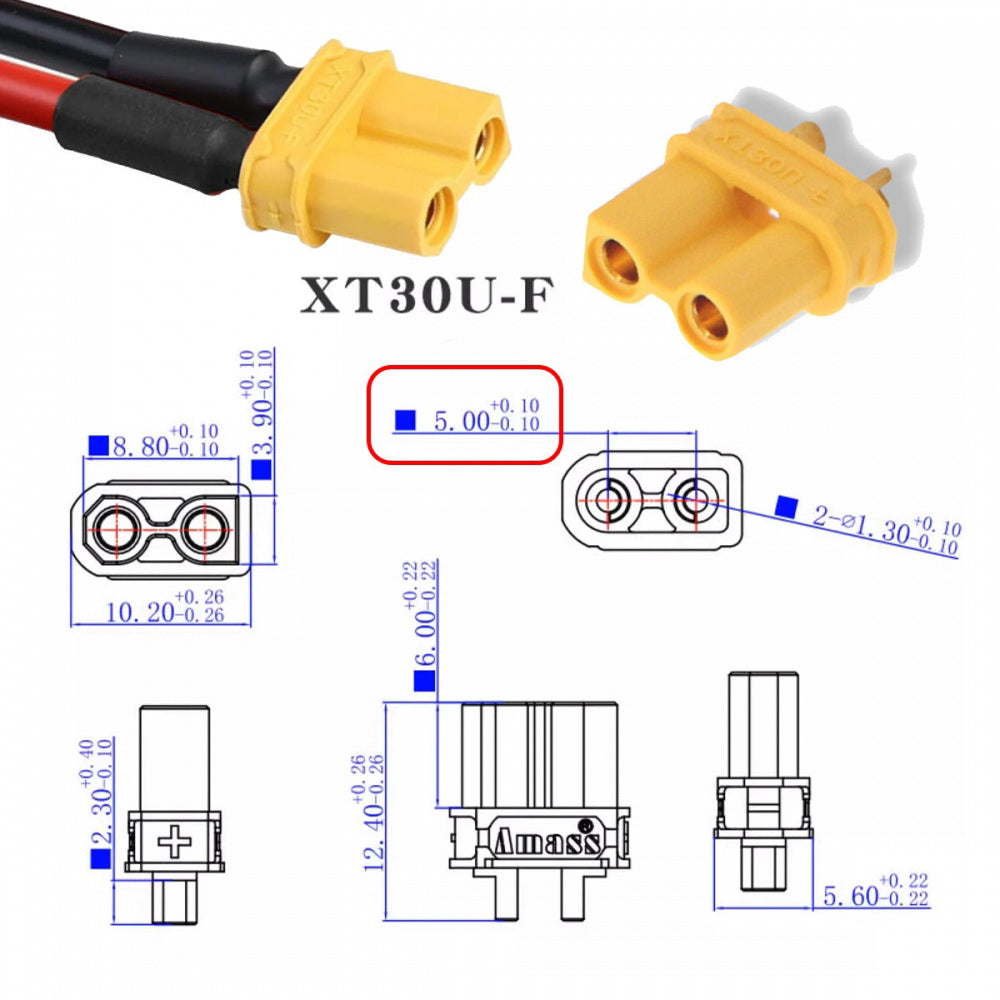 XT30 Female to Female 18AWG Extension Cable Connector for RC Battery Portable Power Station Solar Panel