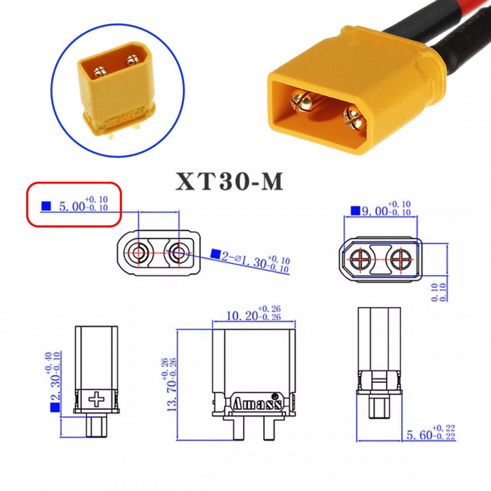 XT30 Female to Male 18AWG Extension Cable Connector for RC Battery Portable Power Station Solar Panel