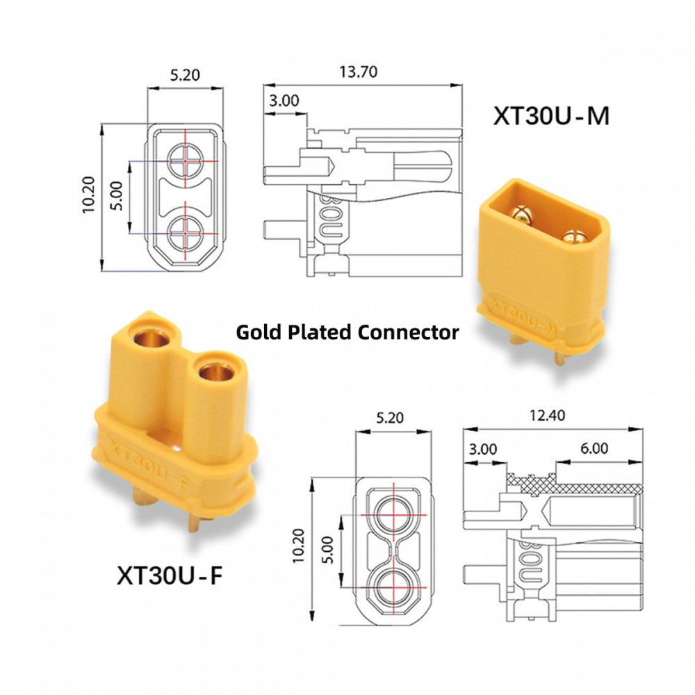 XT30 Female to Male 18AWG Extension Cable Connector for RC Battery Portable Power Station Solar Panel