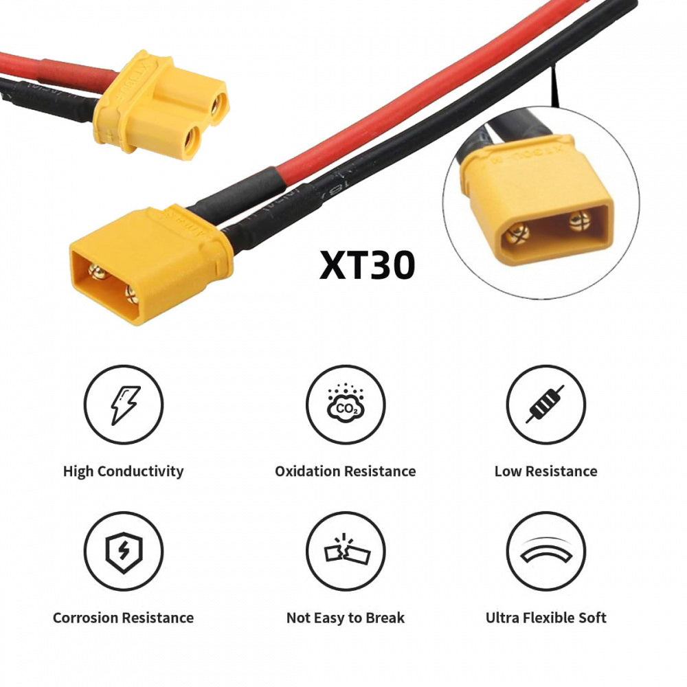 XT30 Female to Male 18AWG Extension Cable Connector for RC Battery Portable Power Station Solar Panel