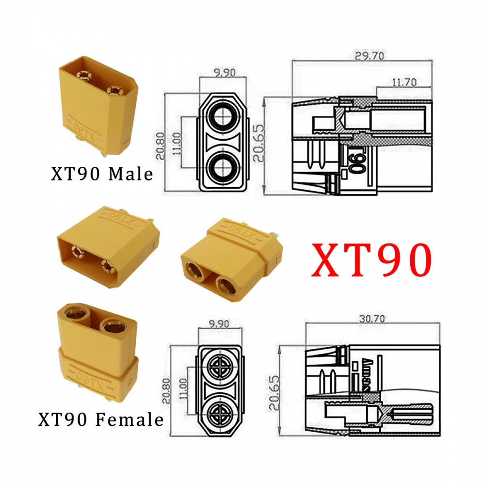 XT90 Male to Female 10AWG Extension Cable Connector for RC Battery Portable Power Station Solar Panel