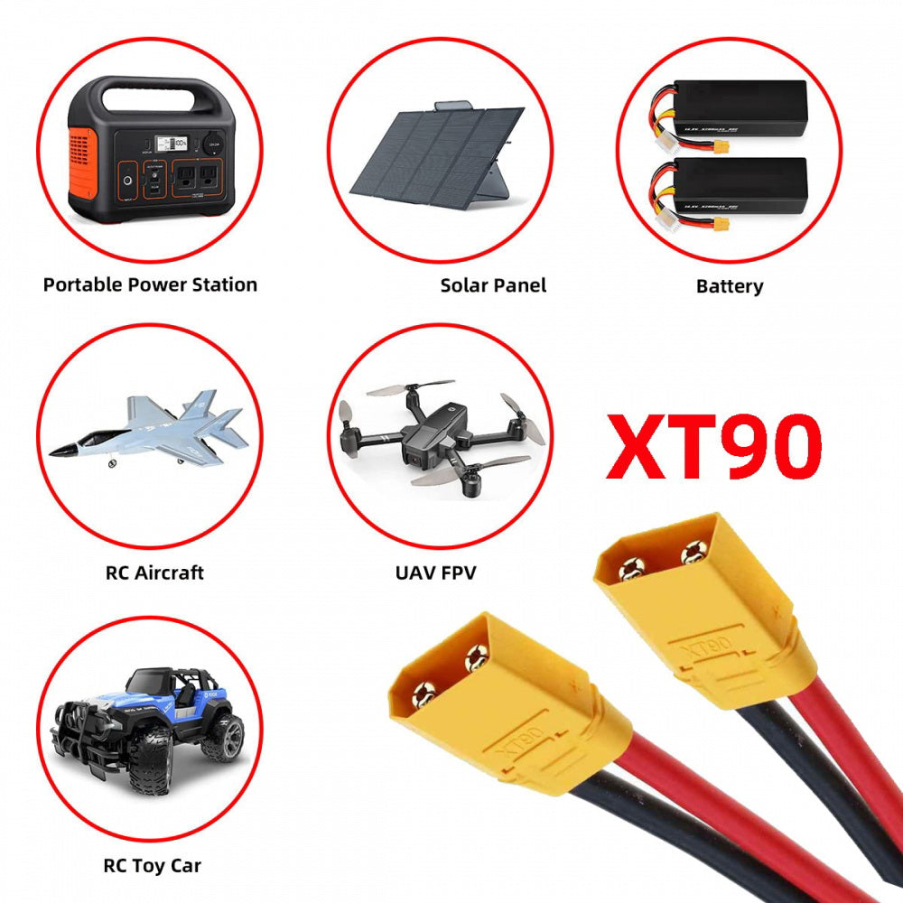 XT90 Male to Male 10AWG Extension Cable Connector for RC Battery Portable Power Station Solar Panel
