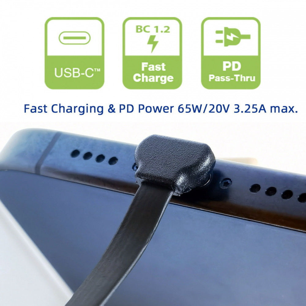 Ultra Slim Flat USB-C Type C to USB-C Power USB2.0 Data Cable 90 Degree Up Down Angled 65W Fast Charge for Laptop Tablet Phone
