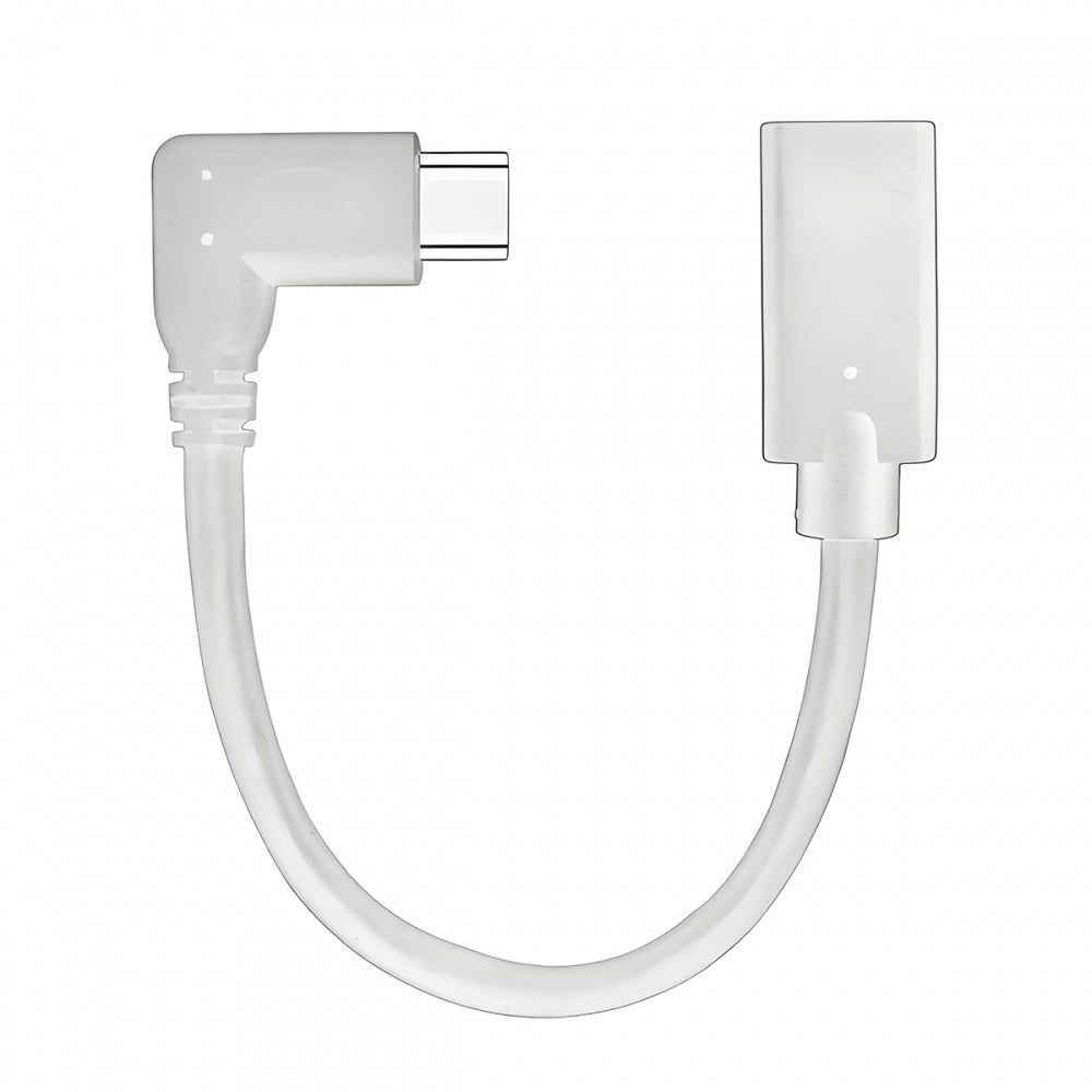White USB-C Type-C Male to Female Extension Power USB2.0 Data Cable 90 Degree Left Right Angled 65W Fast Charge for Laptop Tablet Phone