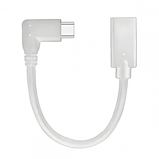 White USB-C Type-C Male to Female Extension Power USB2.0 Data Cable 90 Degree Left Right Angled 65W Fast Charge for Laptop Tablet Phone