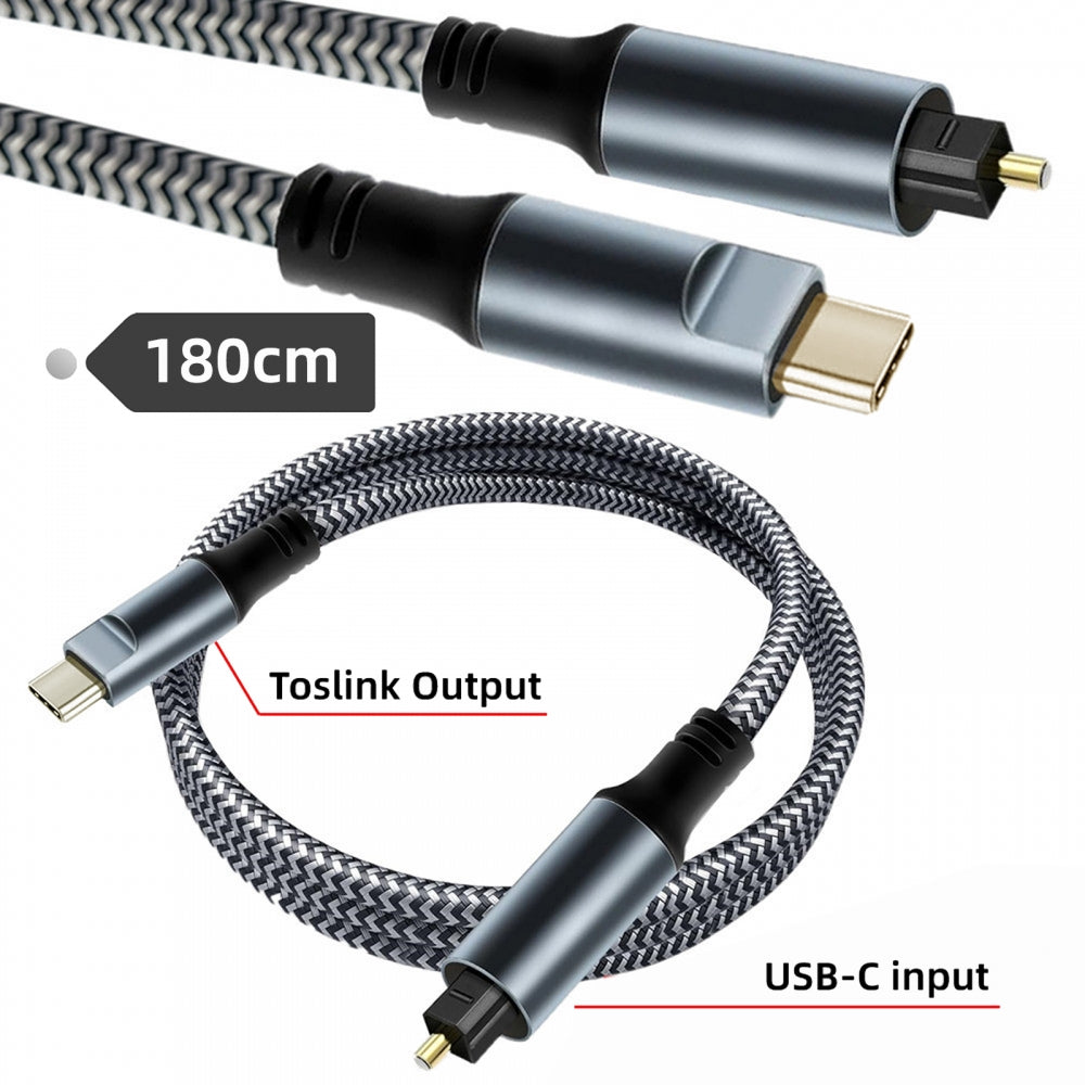Type-C to SPDIF Toslink Optical Audio Cable Opt Male USB-C to Digital Optical Fiber Optic Sound Interface Male Adapter Wire for Desktop Laptop
