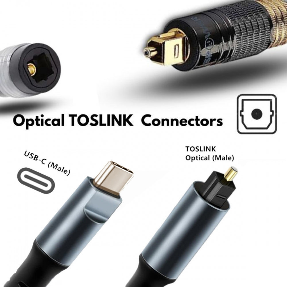 Type-C to SPDIF Toslink Optical Audio Cable Opt Male USB-C to Digital Optical Fiber Optic Sound Interface Male Adapter Wire for Desktop Laptop