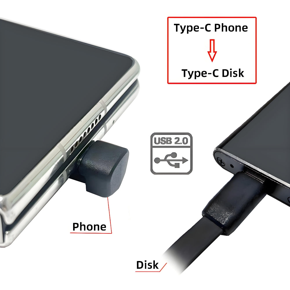 Ultra Slim Flat USB-C Type-C Male to Female Extension Power USB2.0 Data Cable Opposite U Shape Back Angled 65W Fast Charge for Laptop Tablet Phone