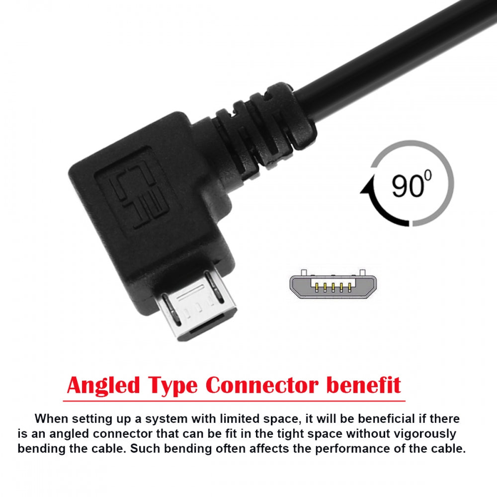 Left Angled 90 Degree Micro USB OTG to Standard B Type Cable for Printer Scanner Disk Lectronic Musical Instrument Midi Keyboard (60cm)