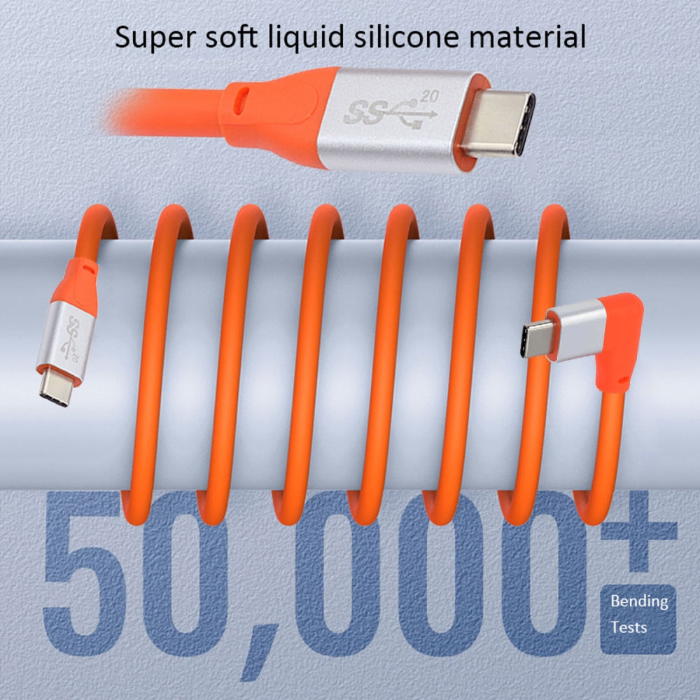USB3.2 20Gbps Male to Male Cable 90 Degree Left Right Angled Ultra Soft High Flex 100W 8K 5K 4K USB4.0 Hyper Super Flexible Cord