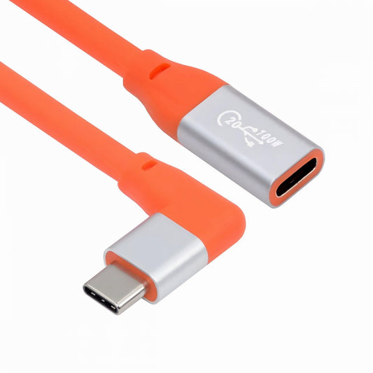 USB3.2 Male to Female Extension Cable 20Gbps 90 Degree Left Right Angled Ultra Soft High Flex with 100W and 8K 5K USB4.0 Type-C Compatible with Thunderbolt3/4
