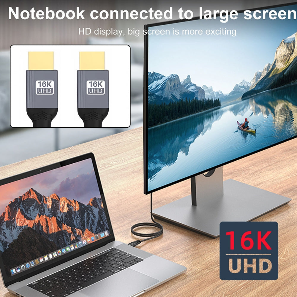 16K 8K UHD HDMI 2.2 Version Type-A Male to HDMI Male HDTV Cable for HDTV Desktop Laptop Monitor