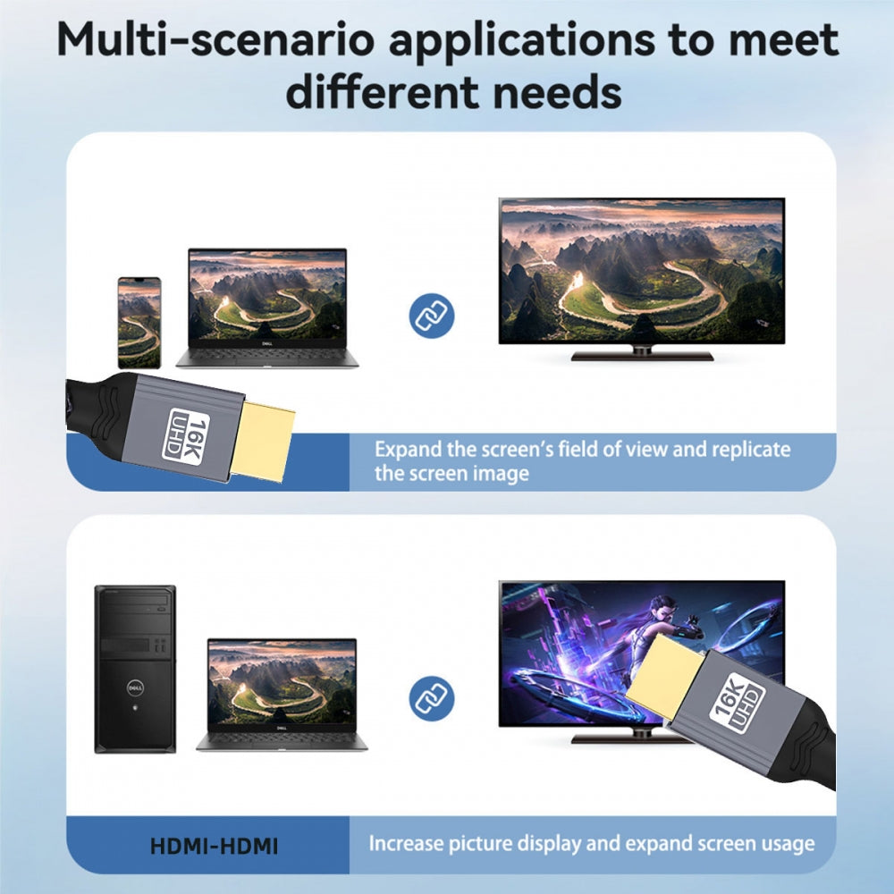 16K 8K UHD HDMI 2.2 Version Type-A Male to HDMI Male HDTV Cable for HDTV Desktop Laptop Monitor