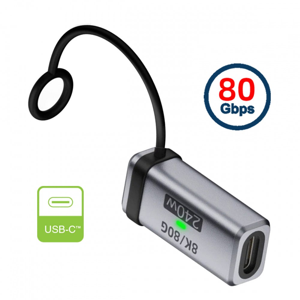 USB5.0 80Gbps Female to Female Extension Adapter with Lanyard Keychain 240W 16K 8K 5K Compatible with USB4.0 Thunderbolt3/4/5