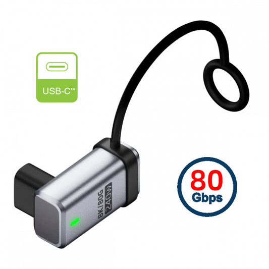 90 Degree Angled USB5.0 80Gbps Female to Female Extension Adapter with Lanyard Keychain 240W 16K 8K 5K Compatible with USB4.0 Thunderbolt3/4/5