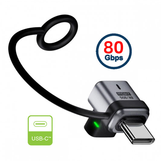 90 Degree USB5.0 80Gbps Male to Female Low Profile Down Up Angled Extension Adapter with Lanyard Keychain 240W 16K 8K 5K Compatible with USB4.0 Thunderbolt3/4/5