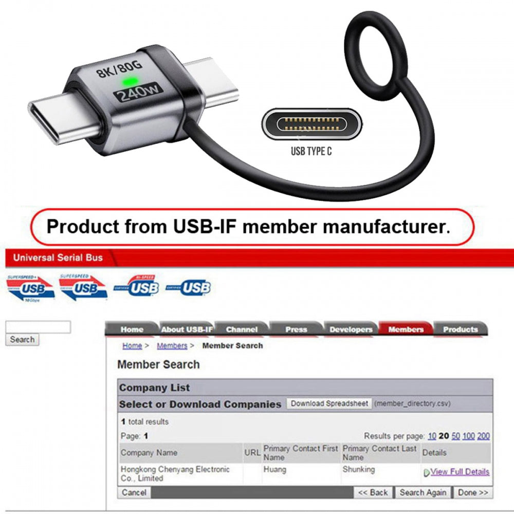 90 Degree USB5.0 80Gbps Male to Male Straight Extension Adapter with Lanyard Keychain 240W 16K 8K 5K Compatible with USB4.0 Thunderbolt3/4/5