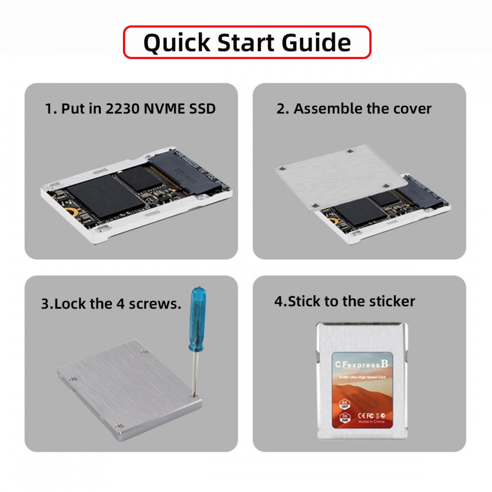 CFexpress Type-B to NVME 2230 Memory Card Kit Case CFE CFB NGFF M-key Adapter Alloy Shell for Camera 8K RAW PCIe Expansion