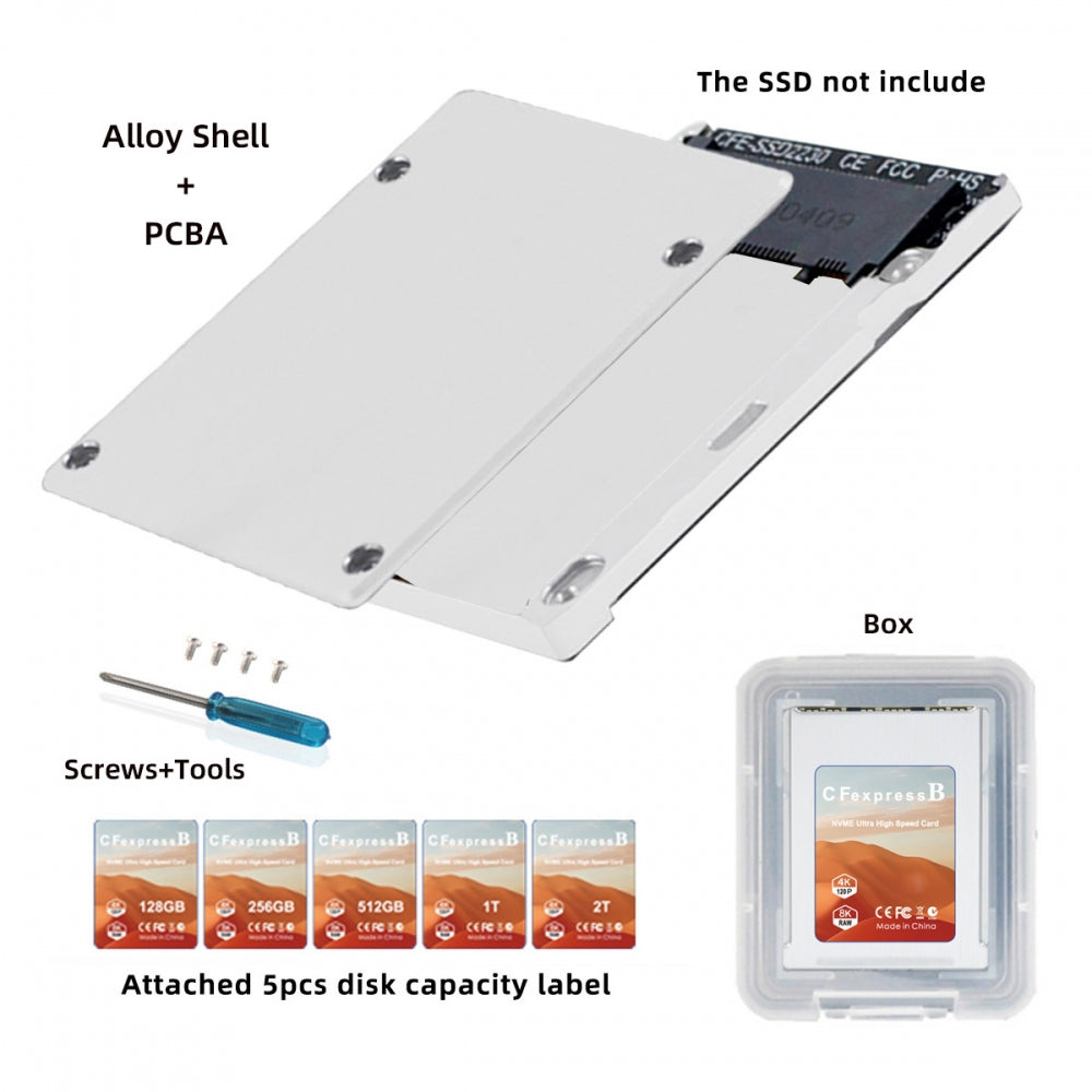CFexpress Type-B to NVME 2230 Memory Card Kit Case CFE CFB NGFF M-key Adapter Alloy Shell for Camera 8K RAW PCIe Expansion