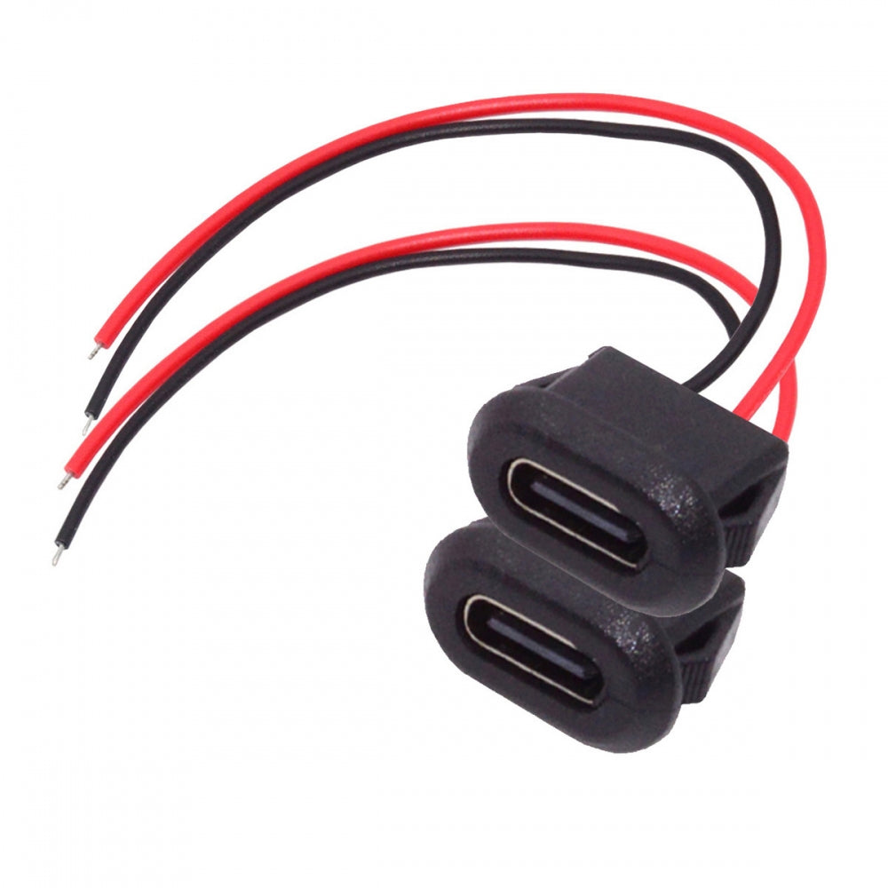 2pcs/set DIY OEM Type-C USB-C Female Socket to 2Pin Open Cable Latch Mount Type DC 5V Power
