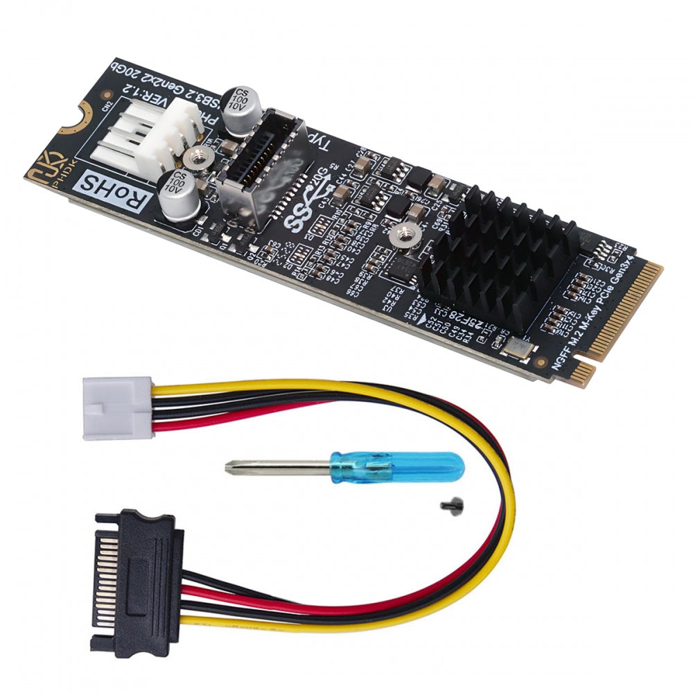 20Gbps Type-E USB 3.1 Front Panel Socket to NVME NGFF M-Key Express Card Adapter ASM3242 Chipset for Motherboard