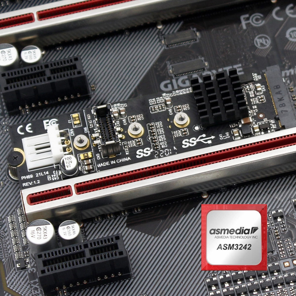 20Gbps Type-E USB 3.1 Front Panel Socket to NVME NGFF M-Key Express Card Adapter ASM3242 Chipset for Motherboard