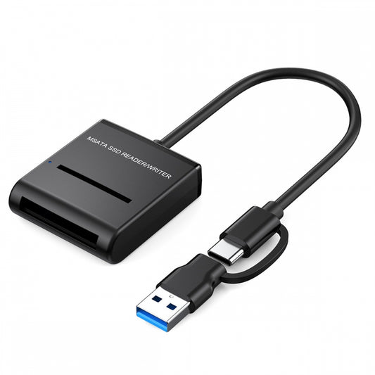 USB 3.0 USB-C Type-C Type-A Dual Connector to MSATA SSD Docking External Cable Enclosure 5Gbps
