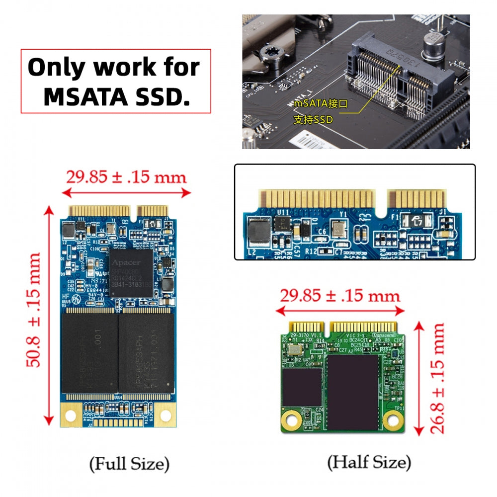 USB 3.0 USB-C Type-C Type-A Dual Connector to MSATA SSD Docking External Cable Enclosure 5Gbps