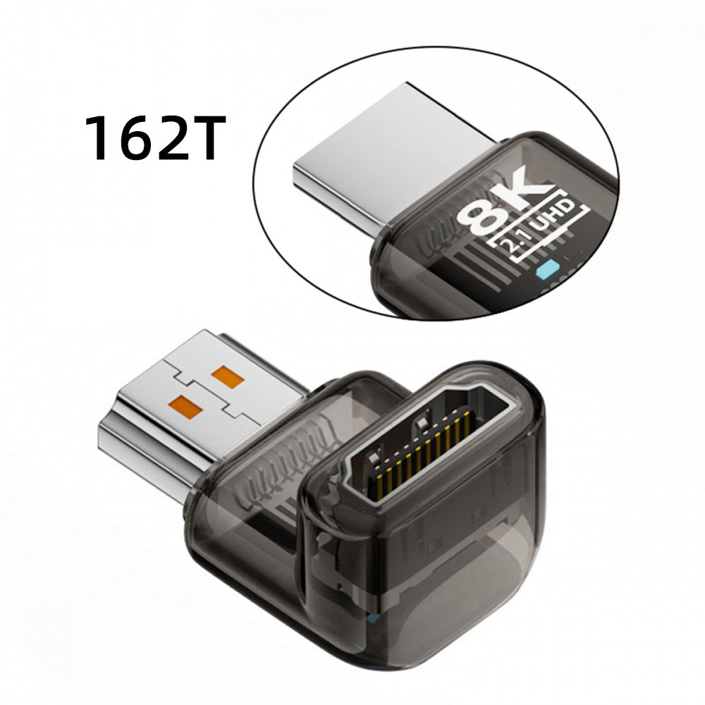 Down Angled 90 Degree HDMI Male to HDMI 2.1 Female UHD Extension Adapter Extender Transparent with Smart LED 8K 60hz HDTV