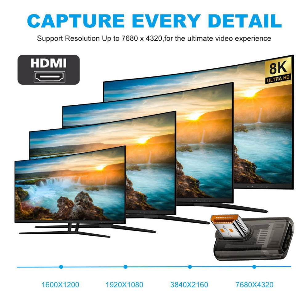 Left Angled 90 Degree Low Profile HDMI Male to HDMI 2.1 Female UHD Extension Adapter Extender Transparent with Smart LED 8K 60hz HDTV