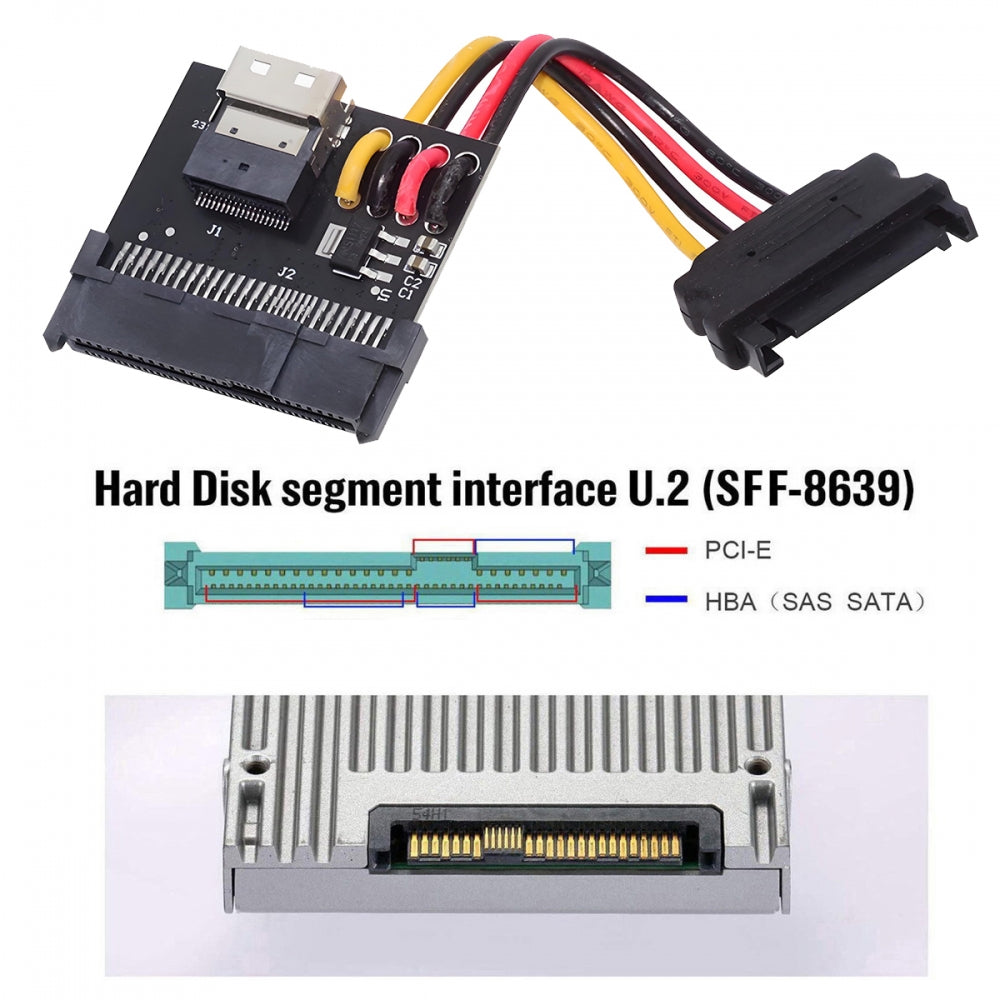 SFF-8654 Slimline Female Host to U.2 U.3 SFF-8639 NVME PCIe PCI-Express SSD Adapter for Mainboard