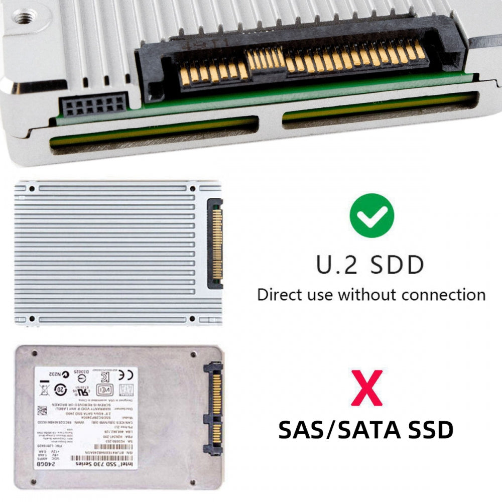 SFF-8654 Slimline Female Host to U.2 U.3 SFF-8639 NVME PCIe PCI-Express SSD Adapter for Mainboard