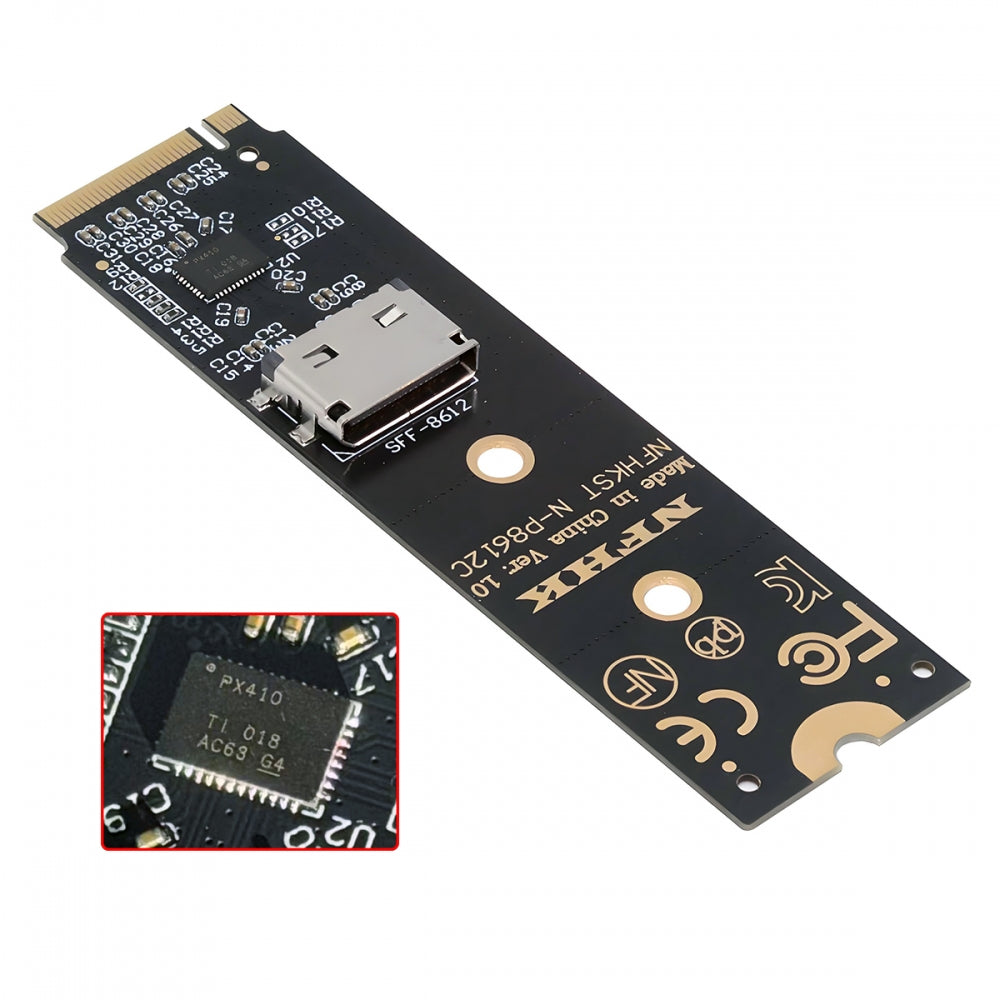 2280 PCI-E4.0 M.2 M-key NVME to Oculink SFF-8612 SFF-8611 Host Adapter with Linear Redriver for U.2 SSD eGPU over Long Cable Lengths
