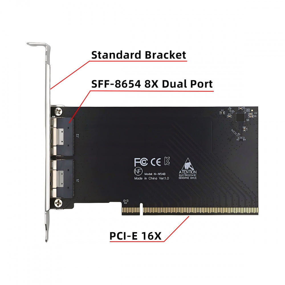 External Slimline Dual SFF-8654 8X 74Pin to PCIE 16X Express 3.0 PCIE4.0 Raid Card VROC Raid0 Hyper Adapter