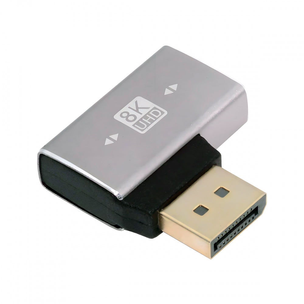 Left Angled DisplayPort 1.4 Male to DP Female 8K 60hz Adapter Ultra-HD UHD 4K 144hz 90 Degree for Video PC Laptop Monitor