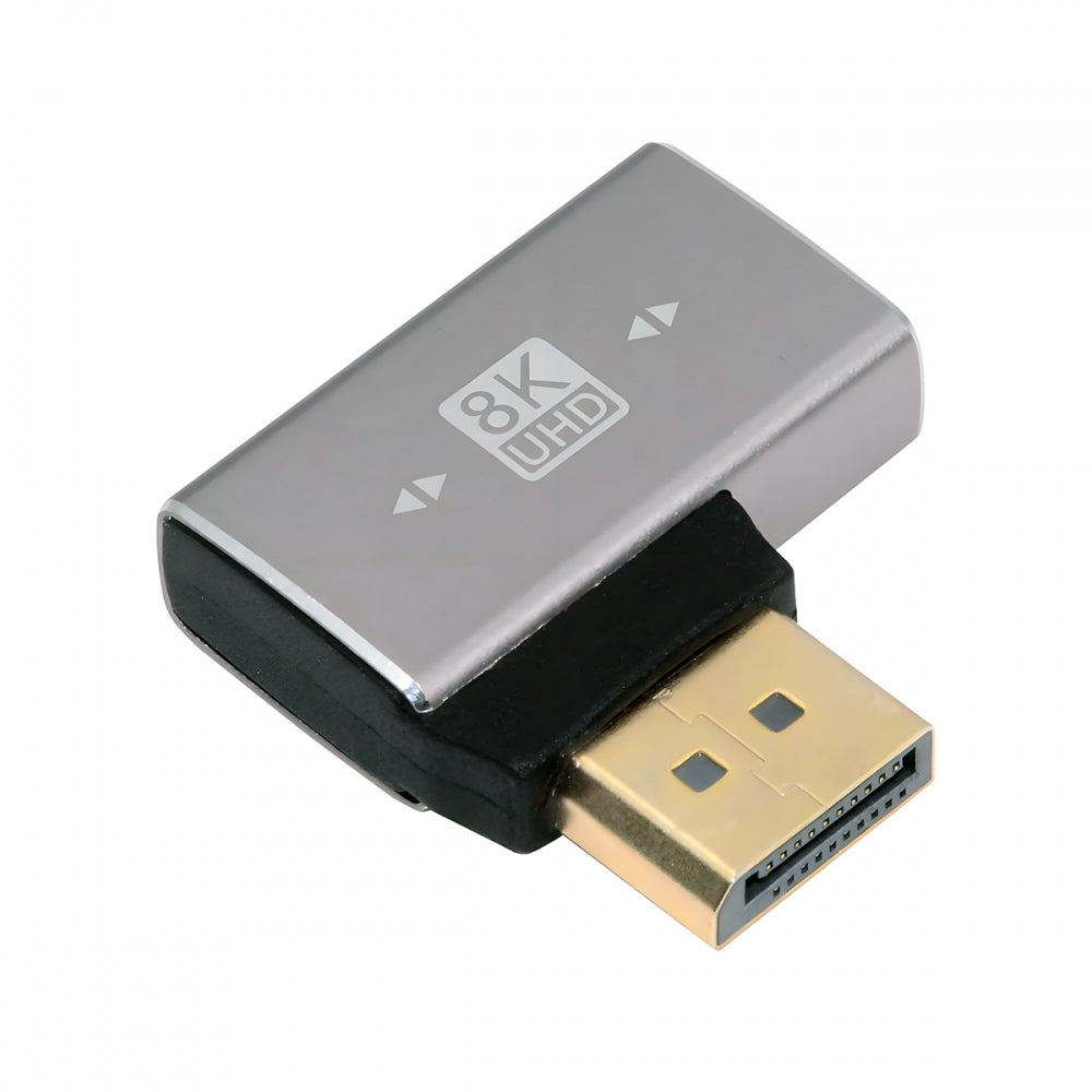 Right Angled DisplayPort 1.4 Male to DP Female 8K 60hz Adapter Ultra-HD UHD 4K 144hz 90 Degree for Video PC Laptop Monitor