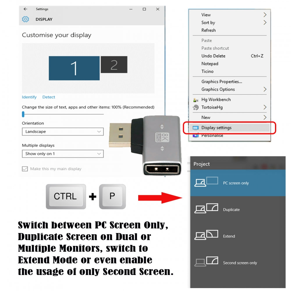 Left Angled DisplayPort 1.4 Male to DP Female 8K 60hz Adapter Ultra-HD UHD 4K 144hz 90 Degree for Video PC Laptop Monitor