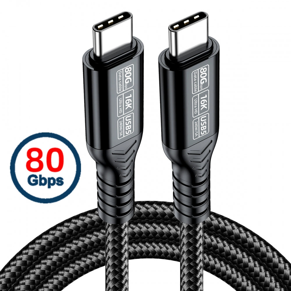 USB5.0 80Gbps USB-C Male to Male Cable with 240W and 16K@30hz 8K@60Hz 5K@60Hz Compatible with USB4.0 Thunderbolt3/4/5