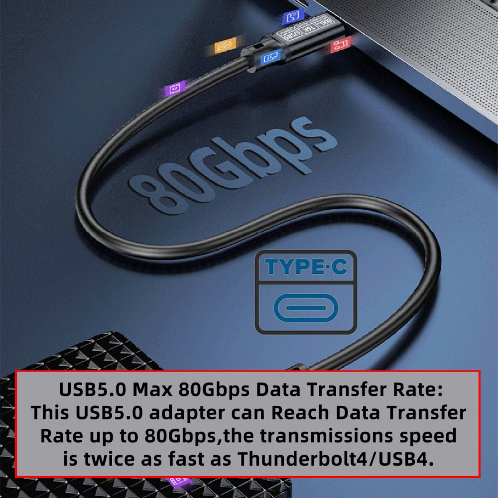 USB5.0 80Gbps USB-C Male to Male Cable with 240W and 16K@30hz 8K@60Hz 5K@60Hz Compatible with USB4.0 Thunderbolt3/4/5
