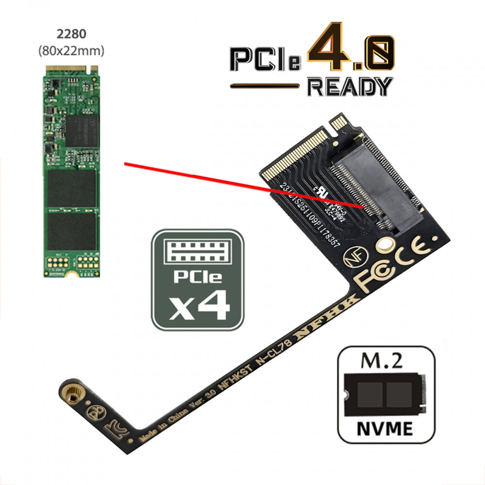 NVME M-Key 22x30mm to 22x80mm Angled Extension SSD Upgrade Adapter Compatible with MSI CLAW8 AI+ CLAW7 Gaming