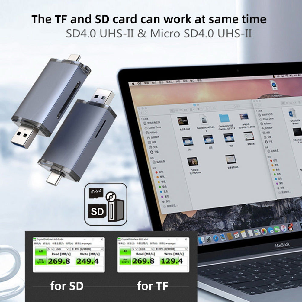 USB 3.0 to UHS-III UHS-II SD4.0 TF Micro-SD Card Reader Writer for Camera & Laptop & Tablet & Phone & Camera