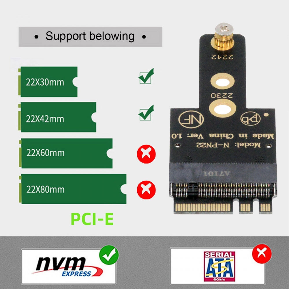2230 NGFF A+E-Key Male to NVME M-key Female Extension Adapter for Laptop Mainboard SSD 2230 2242