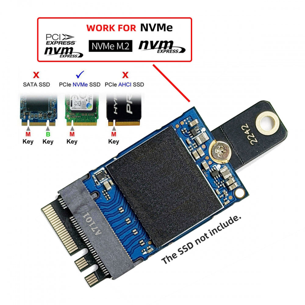 2230 NGFF A+E-Key Male to NVME M-key Female Extension Adapter for Laptop Mainboard SSD 2230 2242